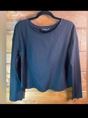 French Connection 100% Cotton Cropped Black Long Sleeve Tee